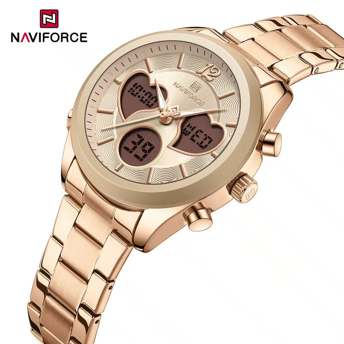 Naviforce NF5045 Elegant Heart Women's Stainless Steel Analog Watch With Official Warranty