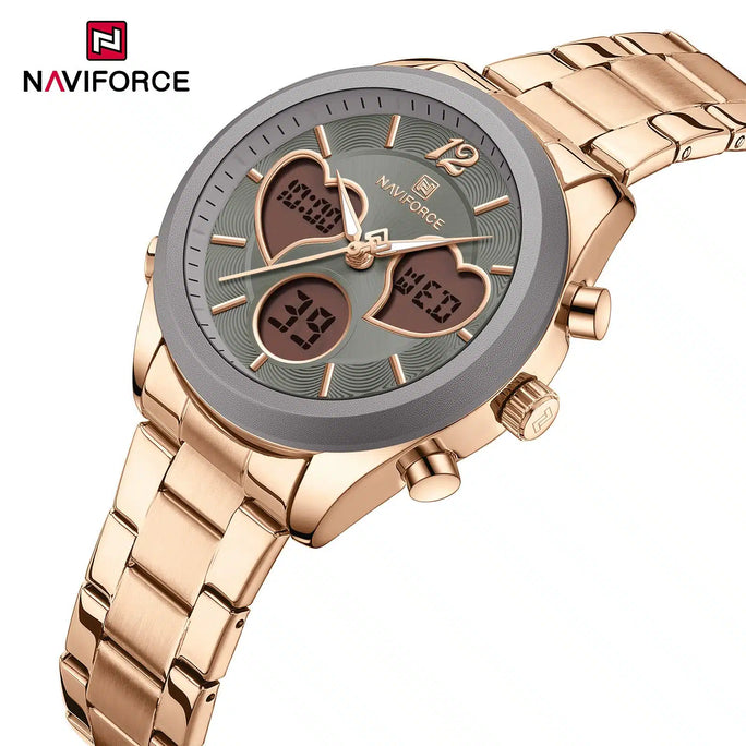 Naviforce NF5045 Elegant Heart Women's Stainless Steel Analog Watch With Official Warranty