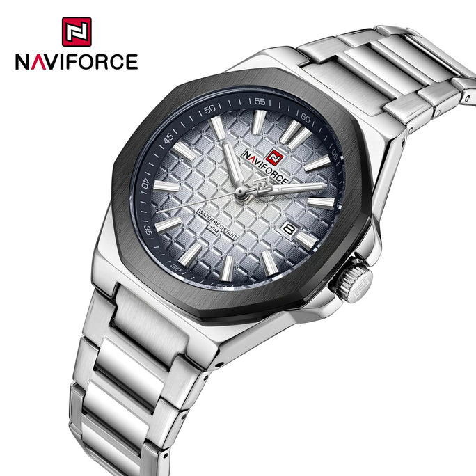 Naviforce NF 9258 Signature Textured Date Men Watch With Official Warranty
