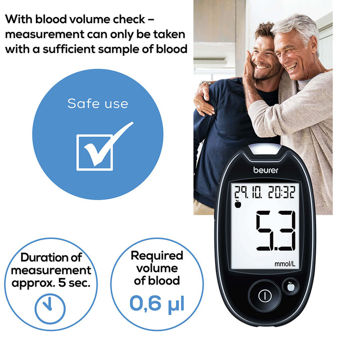 Beurer GL 44 Blood Glucose Monitor Black mg/dL