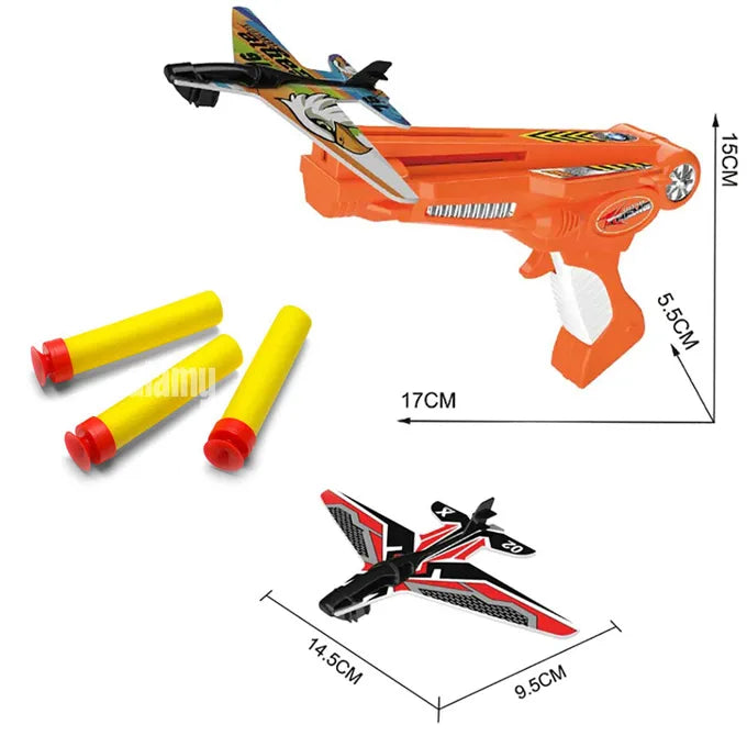 Aircraft Catapult Soft Foam Bulletss Darts Shooter with 3 Planes