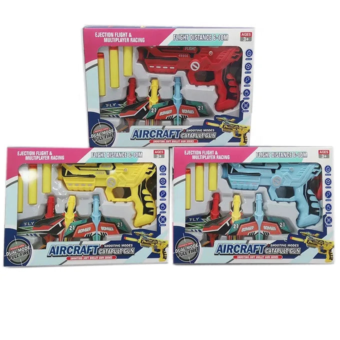Aircraft Catapult Soft Foam Bulletss Darts Shooter with 3 Planes