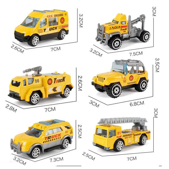 Construction Tractor & Trucks Die Cast Vehicles Set – 6 pcs