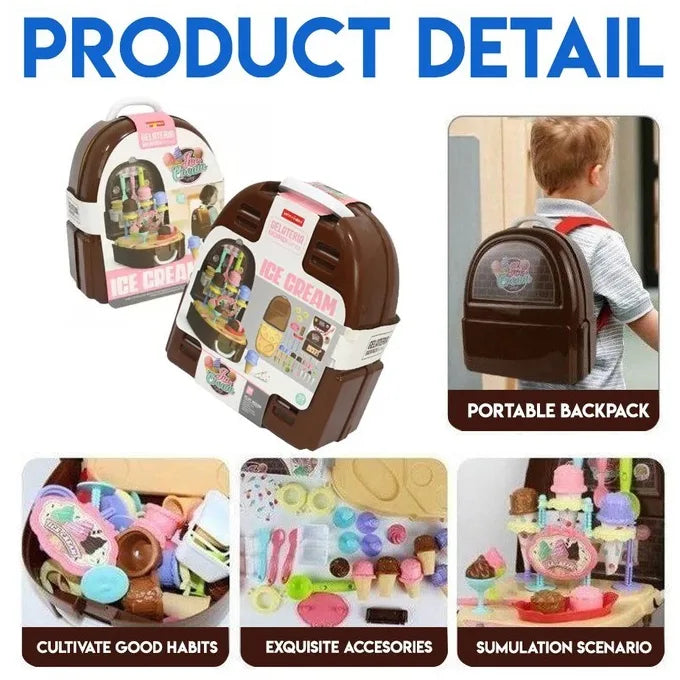 Ice Cream Gelateria Backpack Ice Cream Play House Set  34 Pieces