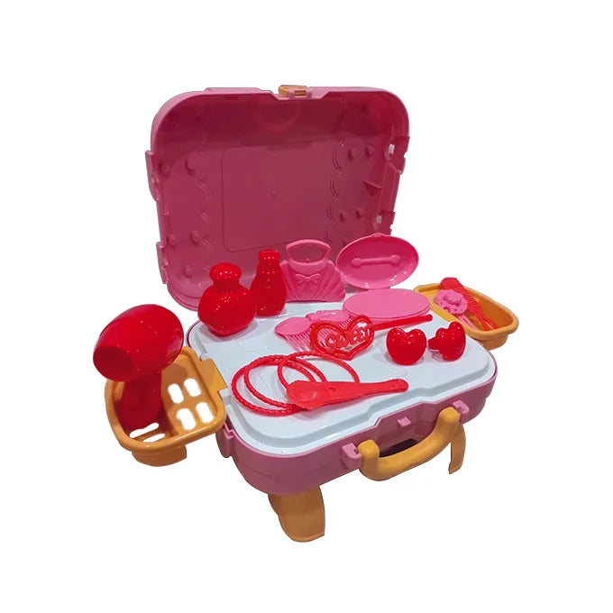 DIY 3 in 1 Portable Dresser Set Play House Briefcase 24 Pcs