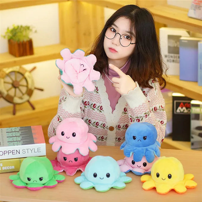 Reversible Octopus Stuffed Creative Mood Change Double-Sided Flip – Random Colors