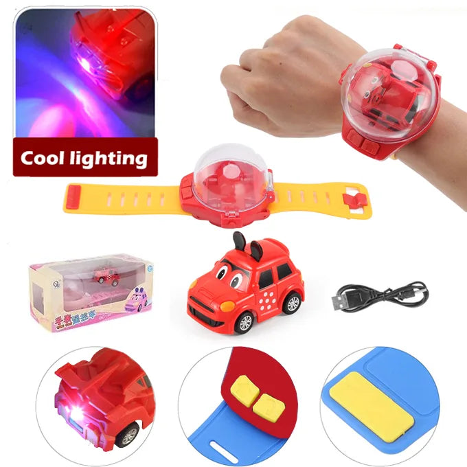 Mini Watch Remote Control Mickey Mouse Car 2.4GHz Rechargeable RC Car with Adjustable Strap