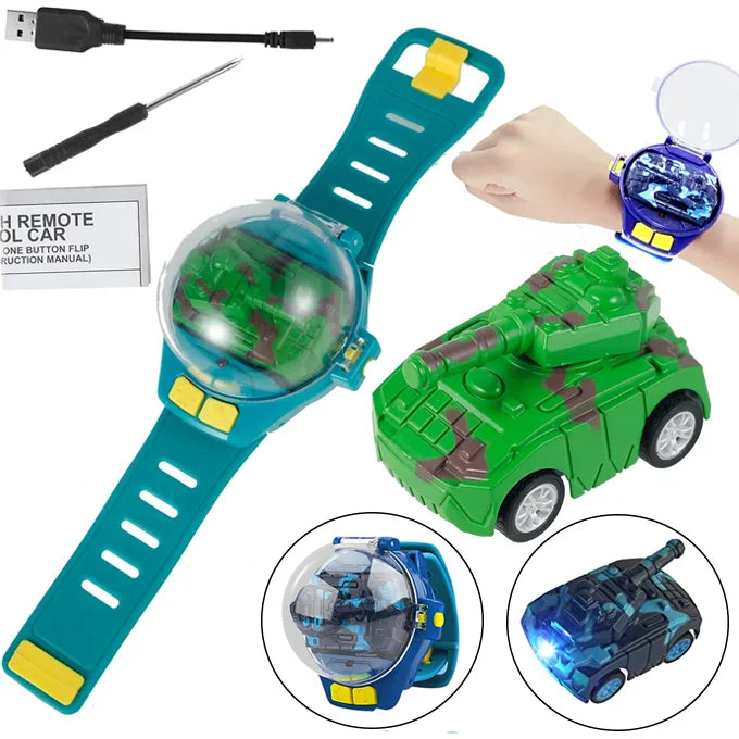 Mini Watch Remote Control Mickey Mouse Car 2.4GHz Rechargeable RC Car with Adjustable Strap