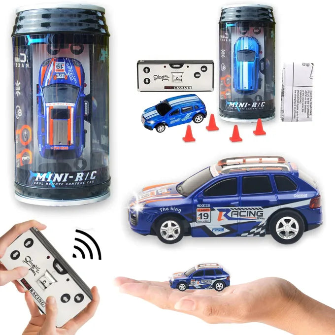 Mini Remote Control Soda Can Car 2.4GHz 4 Channel with LED Lights – Approx. 8cm