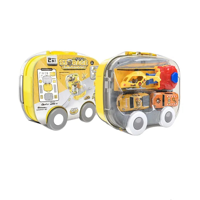 2 in 1 Mini Storage Engineering Series Construction Key Power Cars with Storage Box Briefcase
