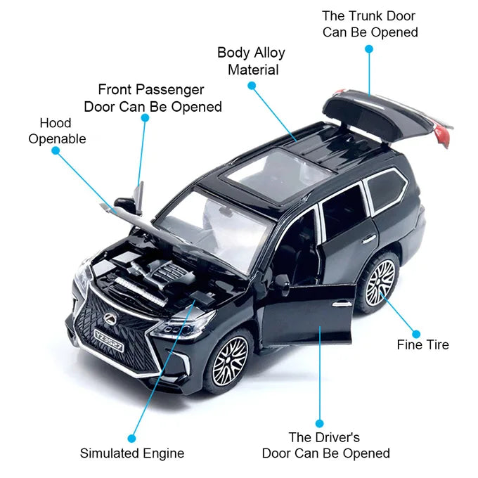 Lexus LX 570 1:36 Die-Cast Pull Back Model Car with Light, Music & Opening Doors