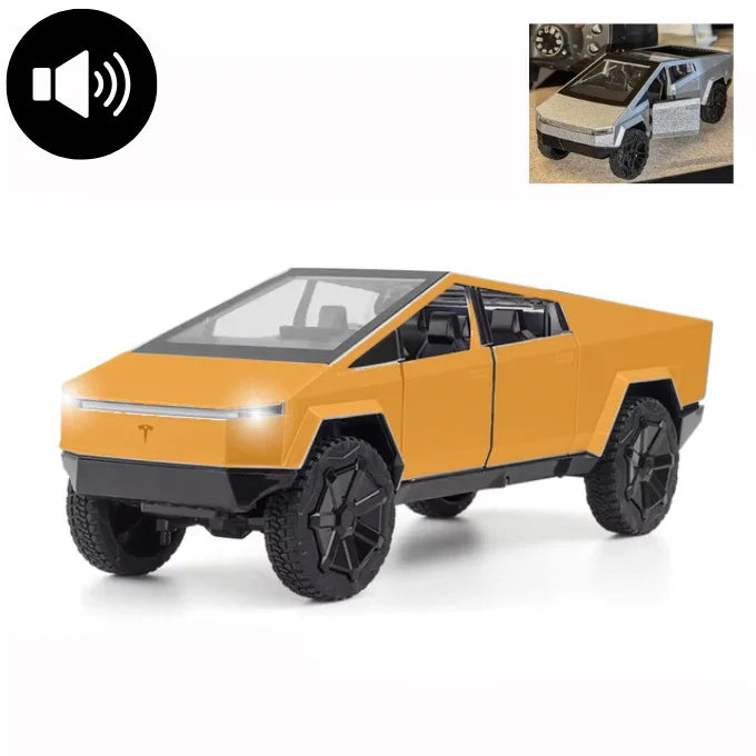 Tesla Cybertruck 1:36 Die-Cast Model Car with Light, Music, Pull Back & Opening Doors – 5 Inch