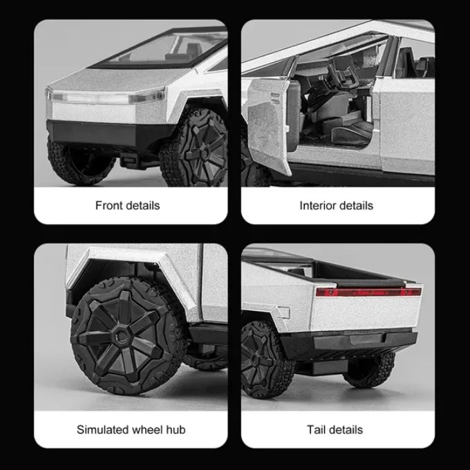 Tesla Cybertruck 1:36 Die-Cast Model Car with Light, Music, Pull Back & Opening Doors – 5 Inch