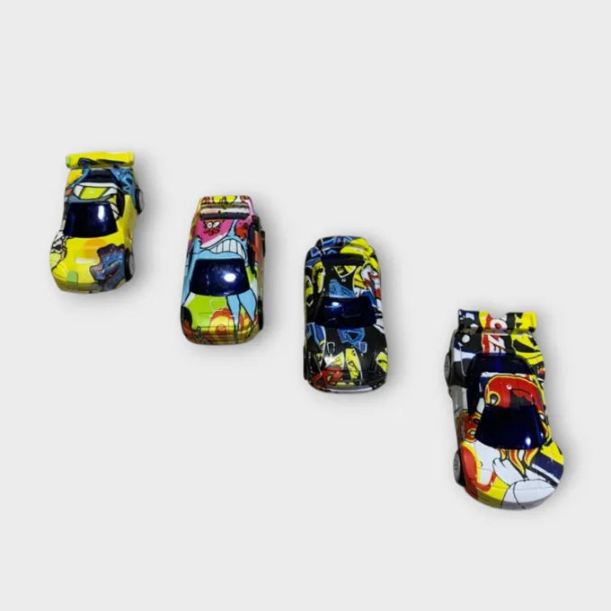 Pack of 4 Racing Power Sports Car Play set Mat - Pull back function