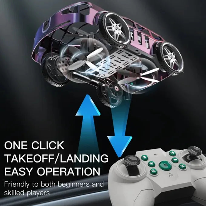 2-in-1 RC Flying Car with LED Lights 2.4GHz Land & Air Dual Mode