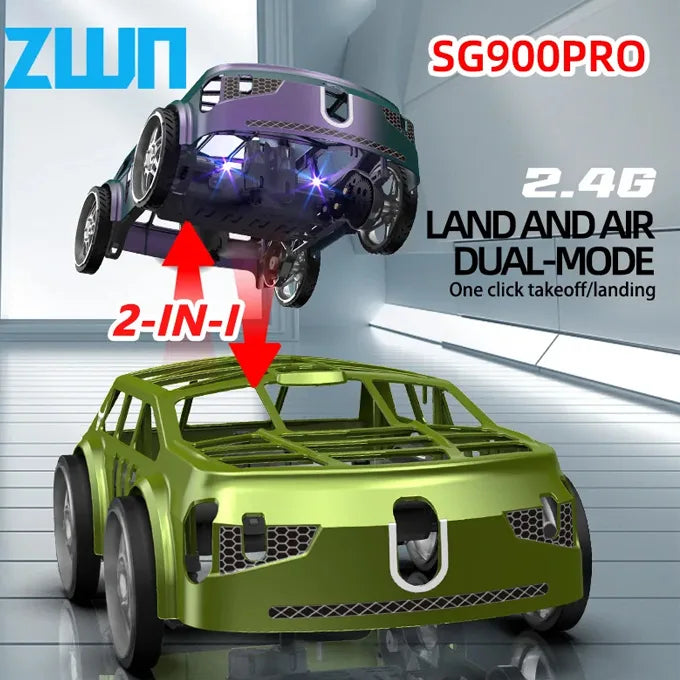 2-in-1 RC Flying Car with LED Lights 2.4GHz Land & Air Dual Mode