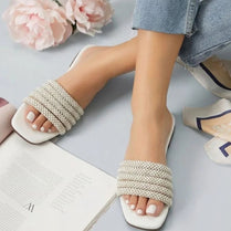 Milli Legacy 501 Summer Glamour Embellished Flat Slippers For Women