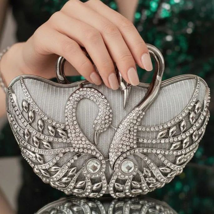 Milli Legacy B0015 Silver Fancy Clutch For Women
