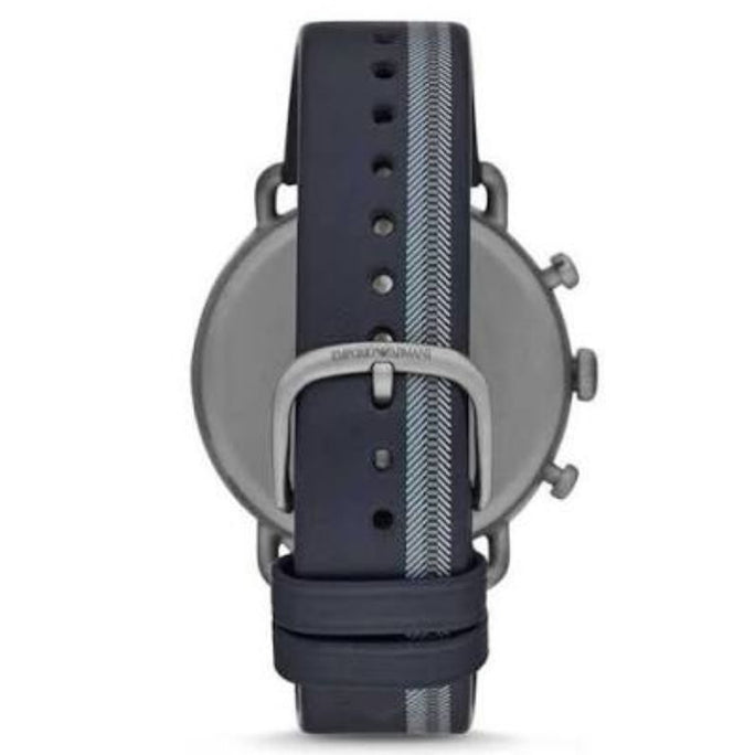 Emporio Armani AR11202 Aviator Men’s Chronograph Quartz Stainless Steel Silver Dial 43mm Blue Leather Strap Watch