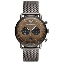 Emporio Armani AR-11141 Men's Silver Mesh Strap Brown Dial Watch