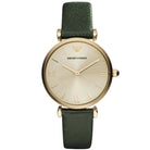 Emporio Armani AR1726 Women's Retro Green Leather Champagne Dial Quartz Watch