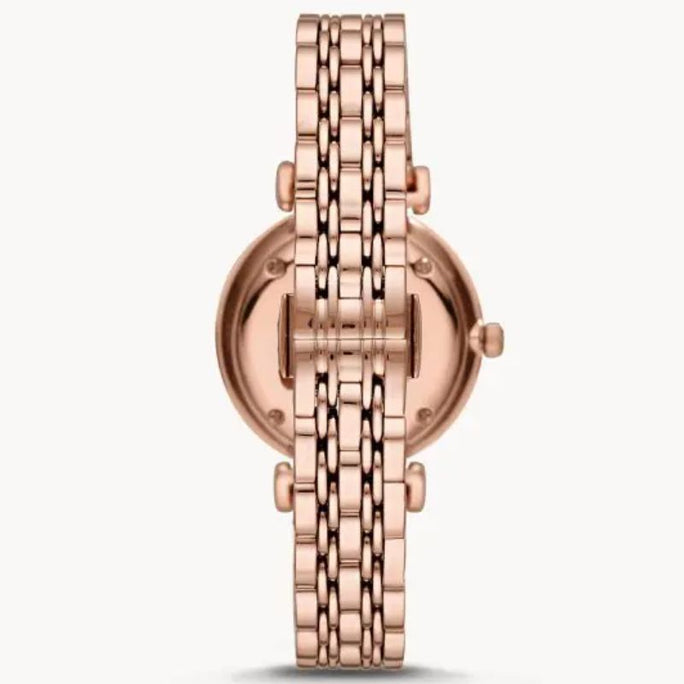 Emporio Armani AR11244 Women’s Quartz Rose Gold Stainless Steel Silver Crystal Pave Dial 32mm Watch