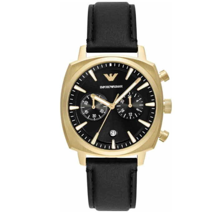 Emporio Armani AR11690 Men’s Quartz Black Leather Strap Black Dial 40mm Watch