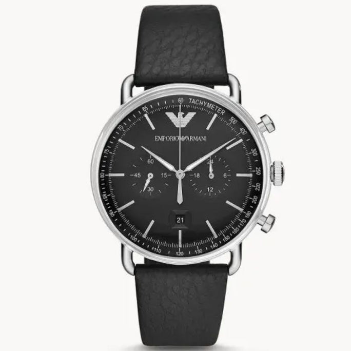 Emporio Armani AR11143 Men’s Chronograph Quartz Leather Strap Black Dial 43mm Watch