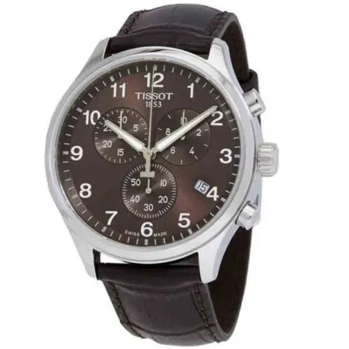 Tissot T116.617.16.297.00 Men’s Swiss Made Quartz Brown Leather Strap Brown Dial 45mm Watch