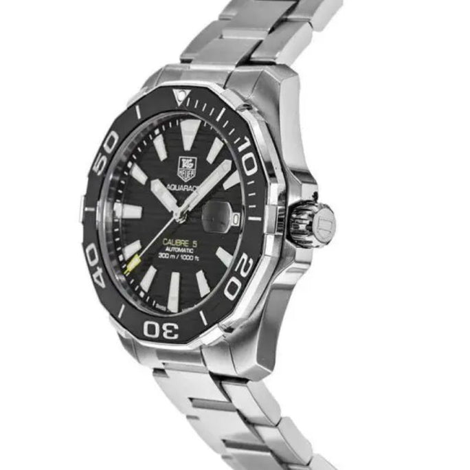 Tag Heuer WAY211A.BA0928 Aquaracer Men’s Automatic Swiss Made Silver Stainless Steel Black Dial 41mm Watch