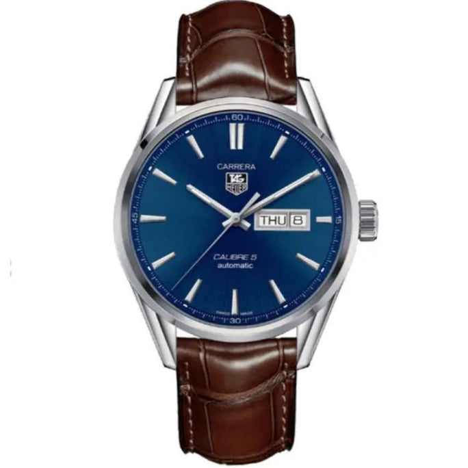 Tag Heuer WAR201E.FC6291 Carrera Men’s Automatic Swiss Made Brown Leather Strap Blue Dial 41mm Watch