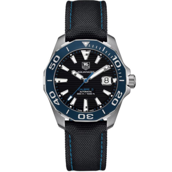 Tag Heuer WAY211B.FC6363 Aquaracer Men’s Automatic Swiss Made Black Nylon Strap Black Dial 41mm Watch