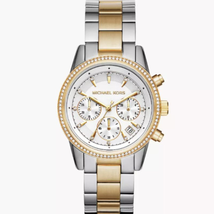 Michael Kors MK6474 Women’s Quartz Chronograph Stainless Steel White Dial 37mm Watch
