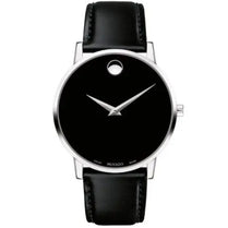 Movado 0607269 Men’s Quartz Swiss Made Leather Strap Black Dial 40mm Watch