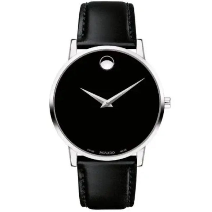 Movado 0607269 Men’s Quartz Swiss Made Leather Strap Black Dial 40mm Watch