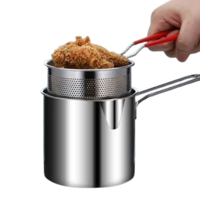 Stainless Steel Deep Frying Pot With Strainer