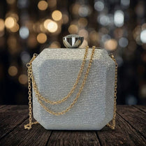 Milli Legacy BC-053 Silver Shine Rhinestone Frame Clutch For Women