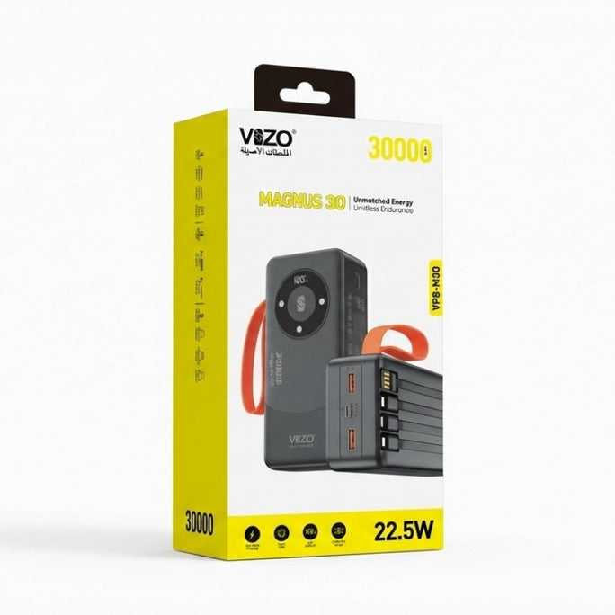 Vizo Magnus 30 30000mAh Fast Charging Power Bank With Built-In Cables