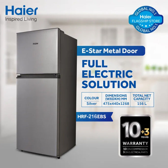 Haier HRF-216 EBS / EBD E-Star Double Door Refrigerator 7 Cubic Feet With Official Warranty