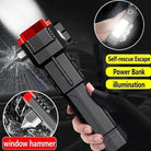 5 in 1 Multipurpose Rechargeable LED Torch Flashlight Light With Emergency Tool / With Window Breaker