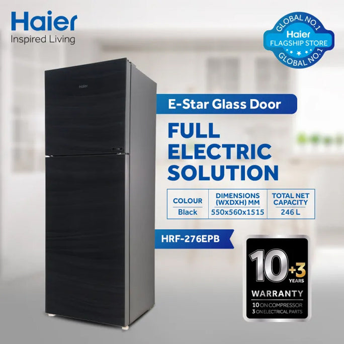 Haier HRF-276 EPB / EPC / EPG / EPR E-Star 10 Cubic Feet Double Door Refrigerator With Official Warranty