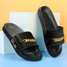 Black Camel Chain Style Slide Slipper For Men