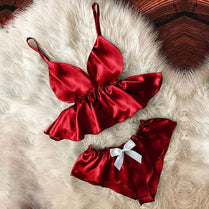 Bihaam Nighty For Girls Women V-Neck Stretchable Cami Bowknot Shorts Comfy Sleepwear Sexy Nightwear Nighty Set For Women (BI-014)
