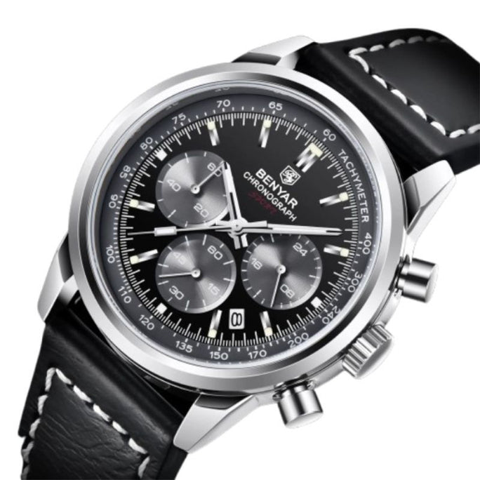 Benyar BY-5188 Chronograph Speed Timer Leather Strap Men Watch