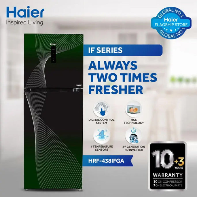 Haier HRF-438 IFGA / IFPA / IFRA Digital Inverter 16 Cubic Feet Double Door Refrigerator With Official Warranty