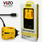 Vizo 3A Light Change Charger with 2 USB Ports & Built-in Micro USB Cable