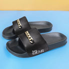 Black Camel Chain Style Slide Slipper For Men