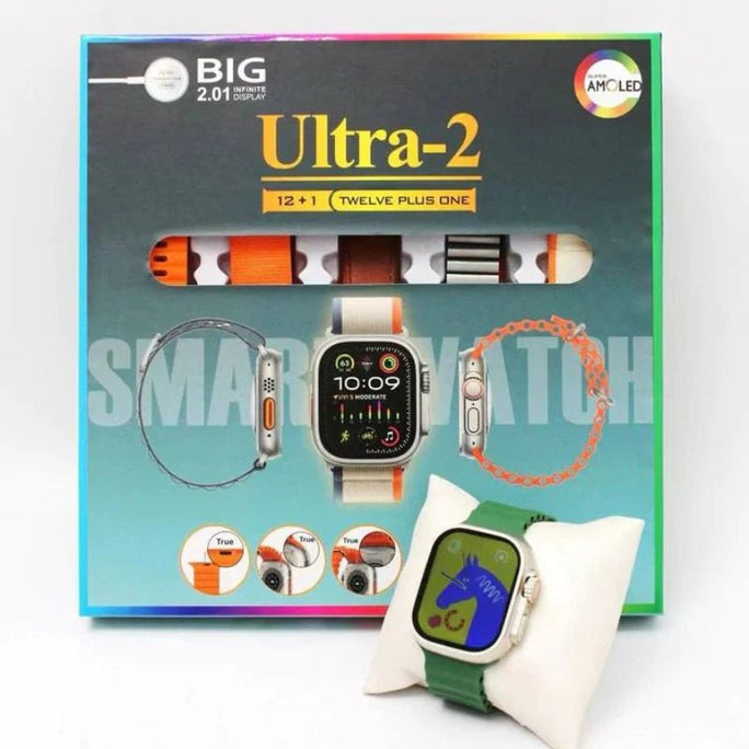 Ultra-2 12+1 Smart Watch with Earbuds and 10 Interchangeable Straps