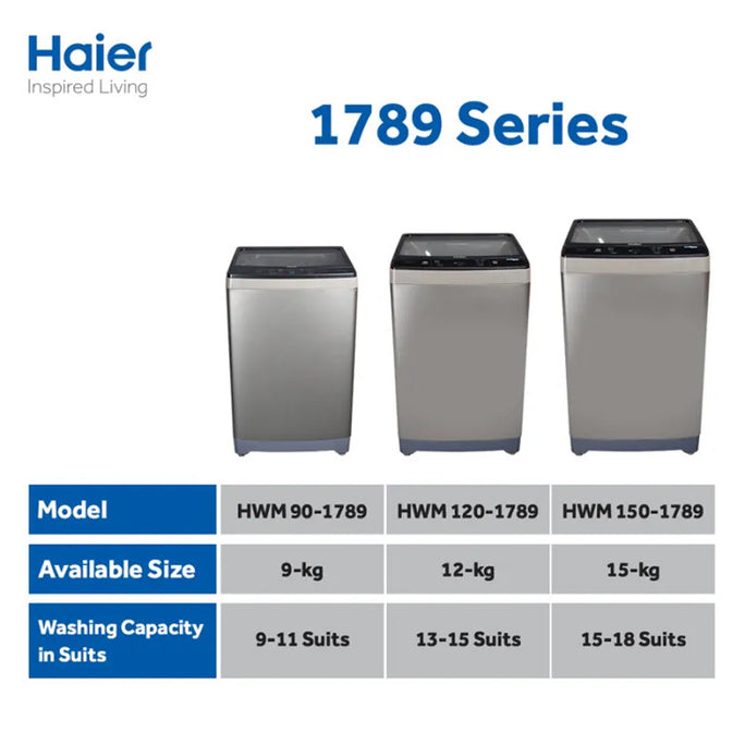 Haier HWM 90-1789 9Kg Top Load Fully Automatic Washing Machine With Official Warranty.