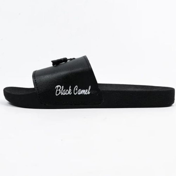 Black Camel Tassel Slide Slipper For Men